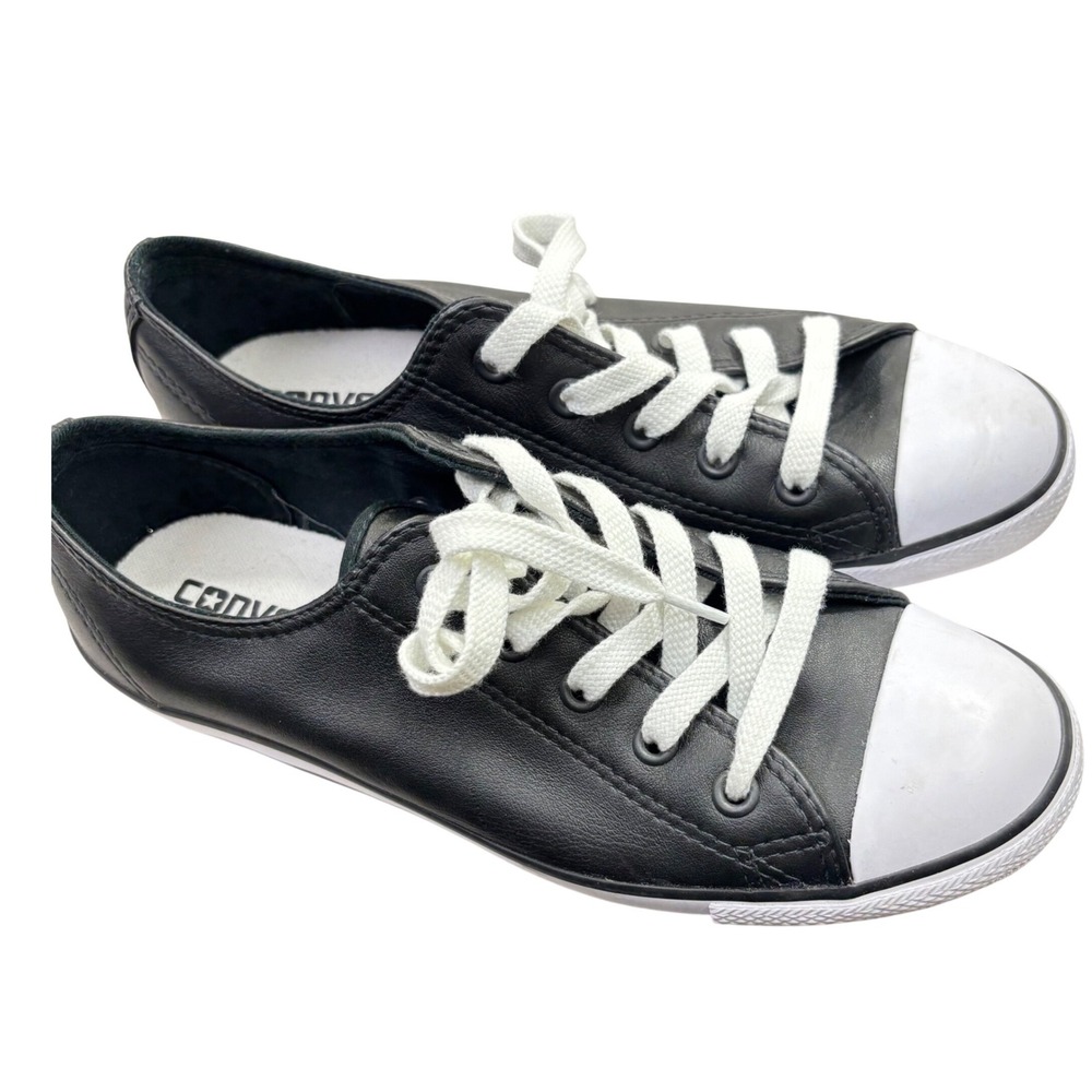 Converse Chuck Taylor All Star Dainty Black Leather Low Top Sneakers 537107C 7